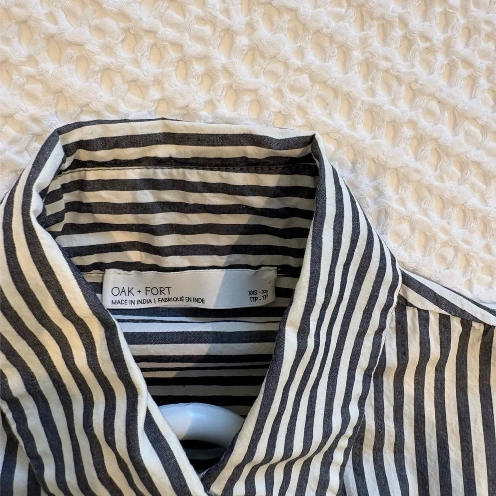 OAK + FORT Black and White Striped Button Down Shirt - Picture 3 of 3